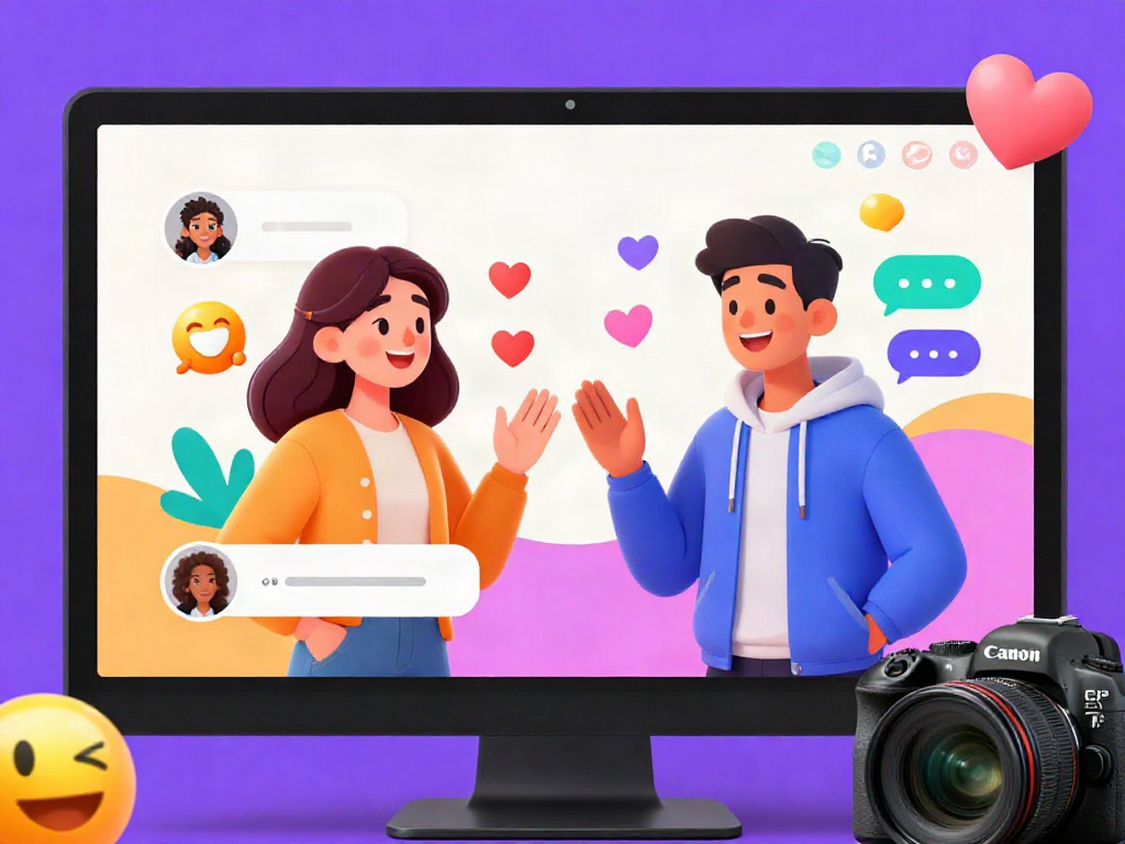 Engaging porn chat ai interaction between animated characters in colorful digital environment