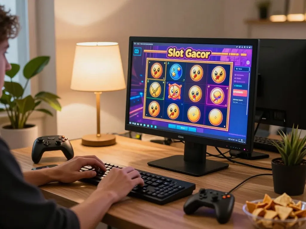 Terlibat dalam permainan Slot Gacor di pengaturan komputer rumah modern untuk pengalaman gaming online yang menarik.