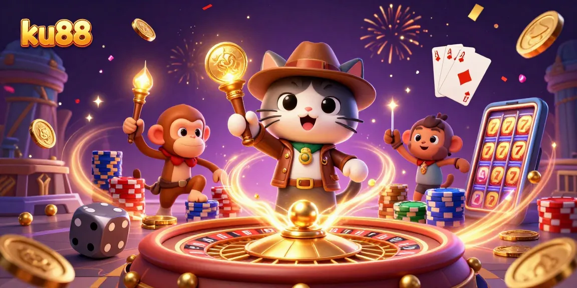 ku88's immersive adventure in a cartoon temple reveals golden casino treasures.