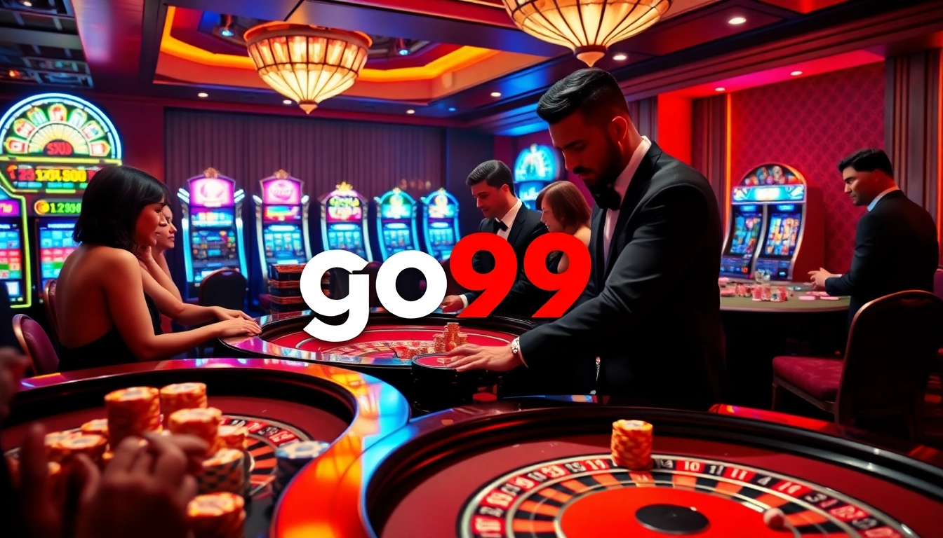 Players engage in thrilling games at a vibrant casino showcasing go99 gaming experiences.