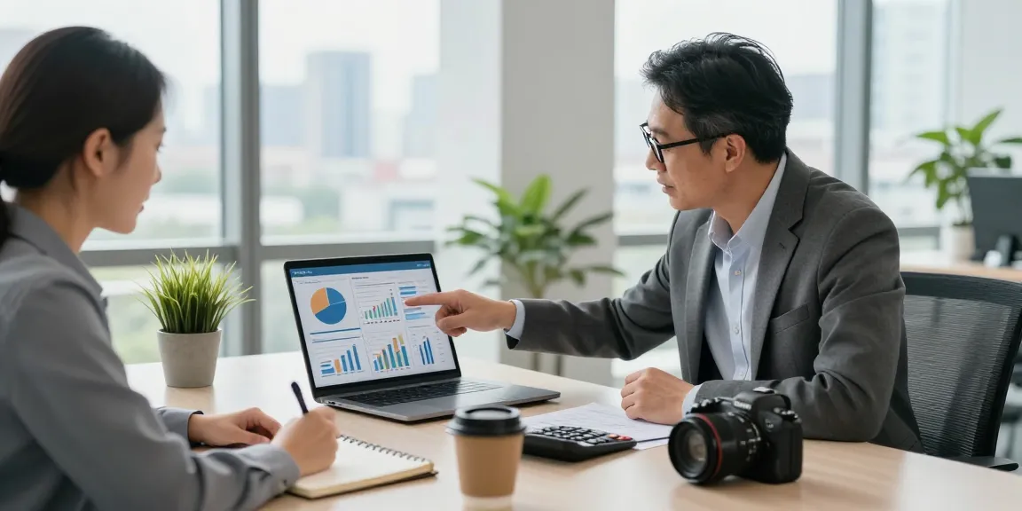 Accountants for small business collaborating on financial reports in a modern office setting