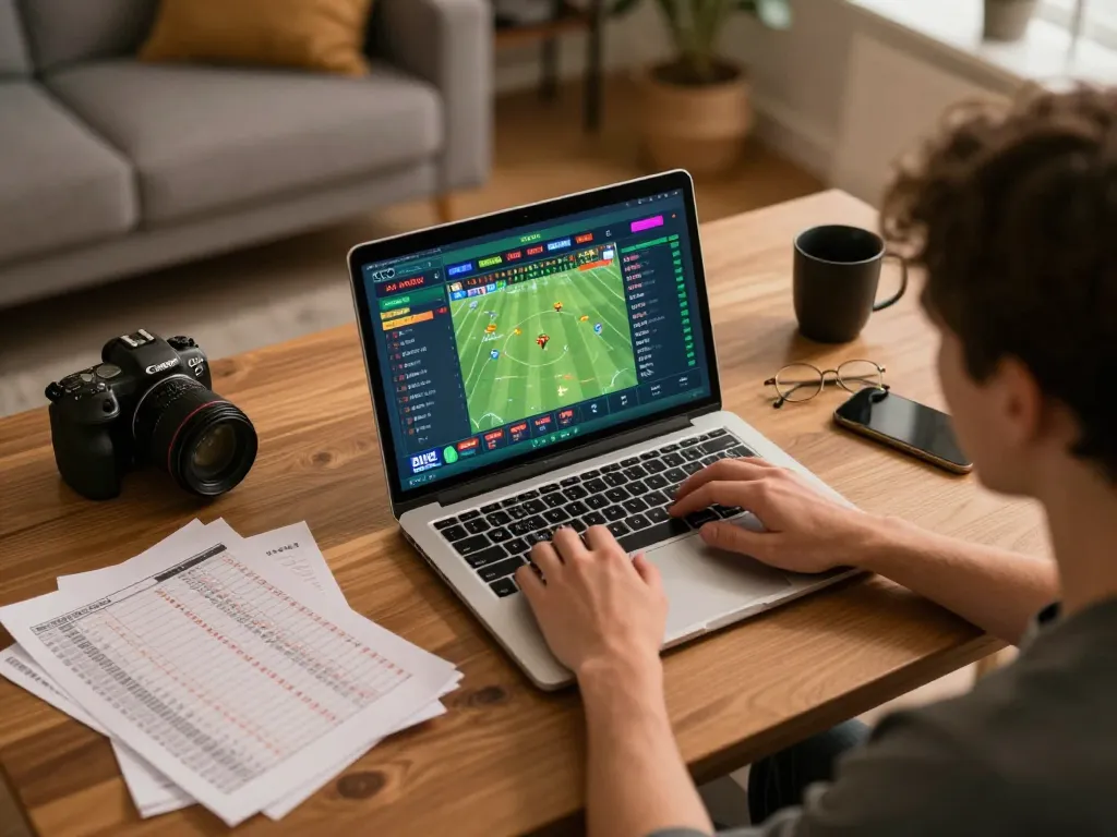 Experience sports betting at Lu88 with a focus on live odds and strategic gameplay in a cozy home office.