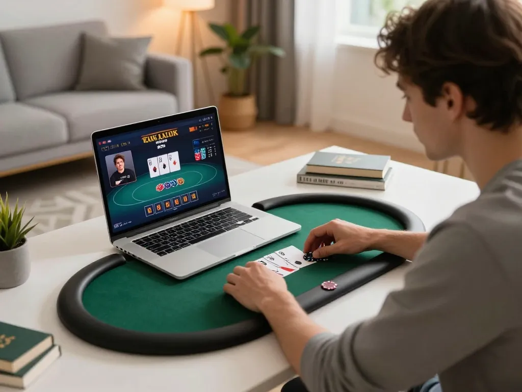 Players engaging in exciting poker game at home, highlighting 789CLUB's online casino experience