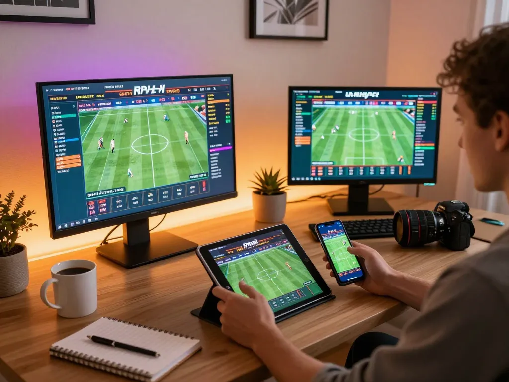 Engaged player exploring nhà cái Net88 online sports betting on tablet with strategic notes.