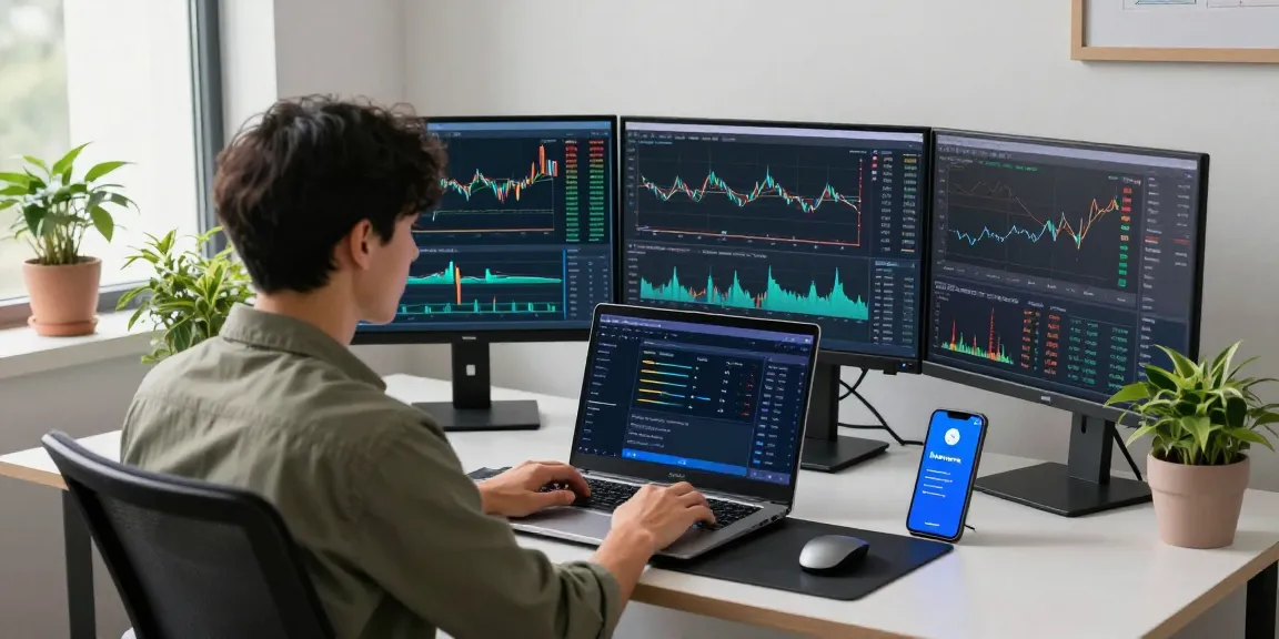 Tracking market trends and alerts with the maestro bot telegram on a laptop in a modern workspace.