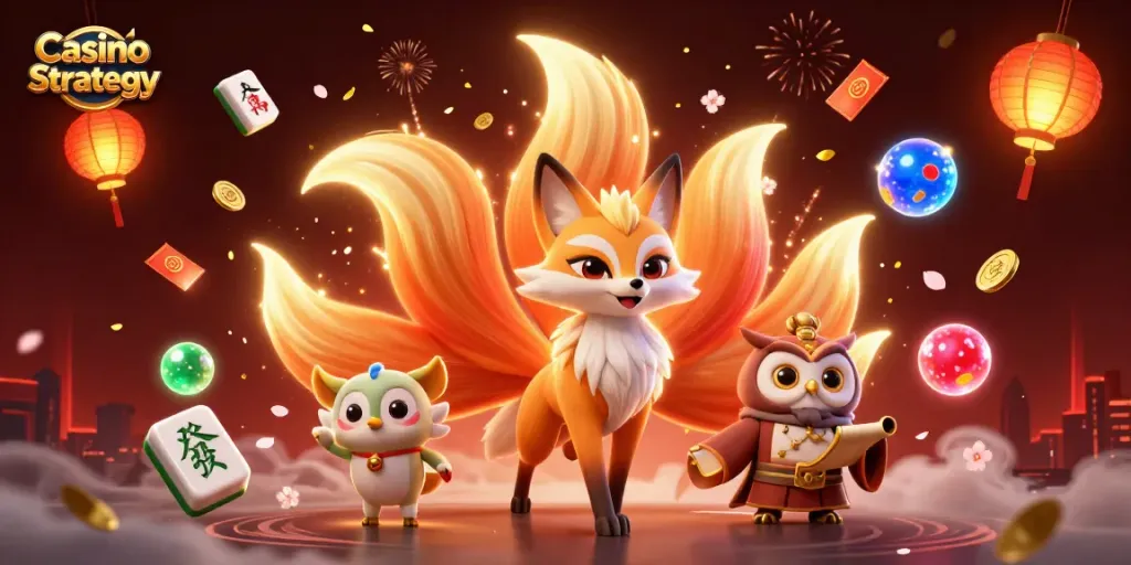 Casino Strategy showcases a vibrant 3D illustration blending magical elements with dynamic gambling motifs.