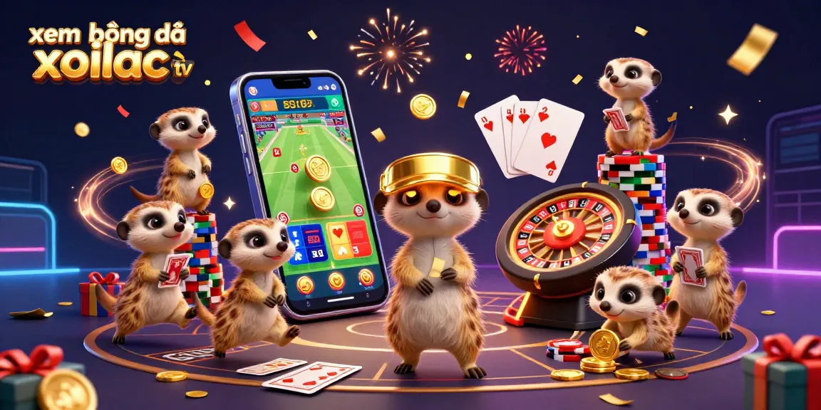 Xem bóng đá xoilac tv sport betting scene with meerkats, coins, and dynamic gaming elements