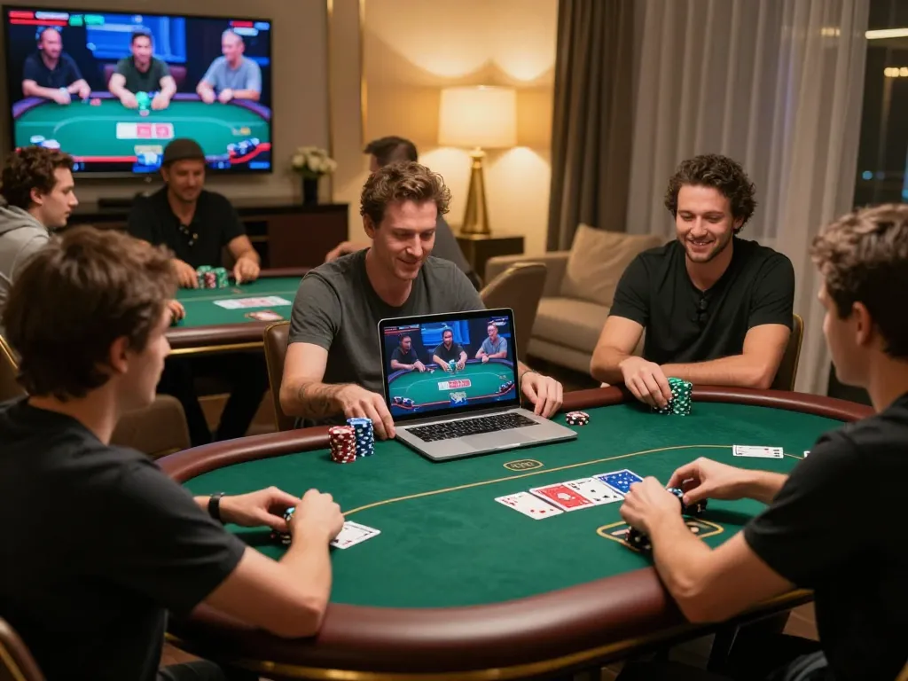 SIN88 players enjoying online poker at home, showcasing the excitement and strategic gameplay.