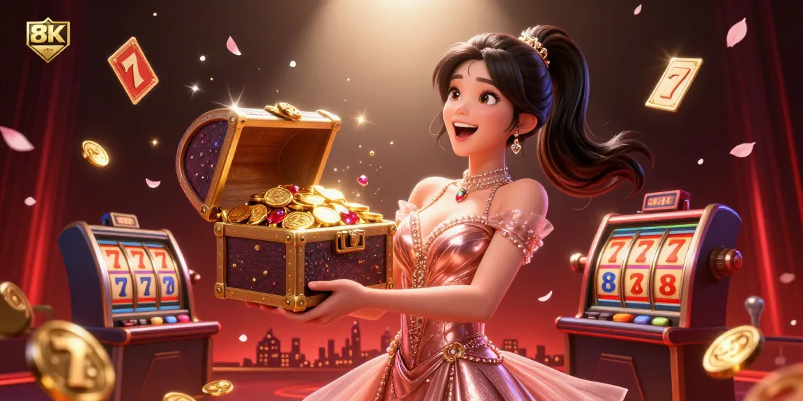 PHSKY showcases a joyful experience with dynamic treasure chests and slot reels in a captivating casino setting.