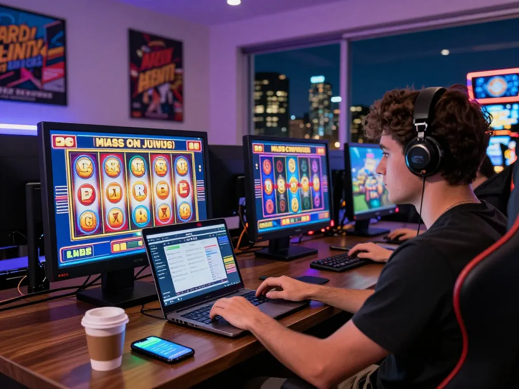 Player enjoying online slot games at home with 789p platform.