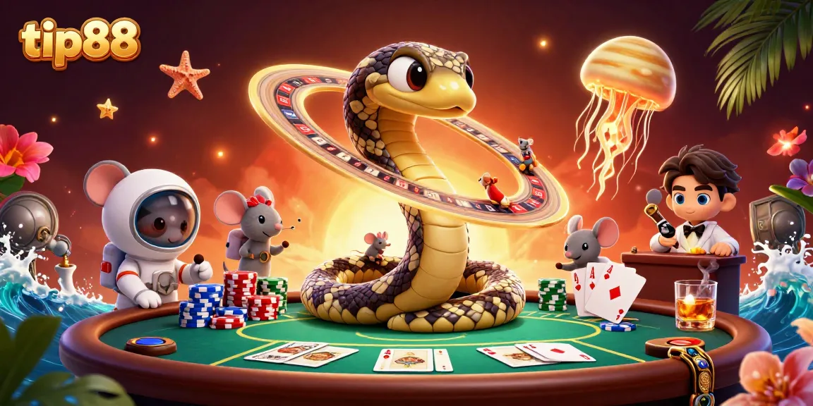 Place bets on the tip88 roulette ring as astronaut mice gamble against the golden jellyfish dealer.