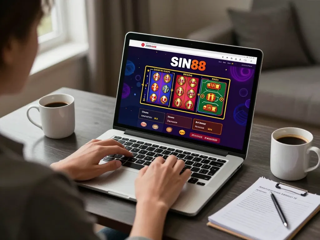 SIN88 online gambling session showcasing engaging casino interface with strategic notes.