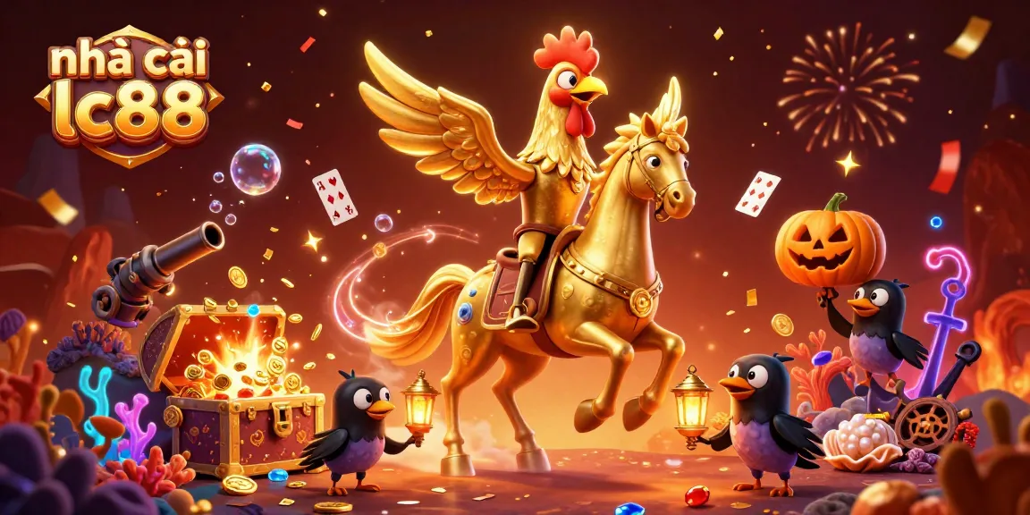Experience the thrill with nhà cái lc88 in a vibrant casino environment featuring golden rooster characters and exciting game elements.