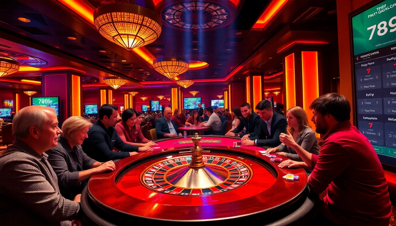 Players enjoying thrilling games at 789f casino, showcasing roulette and poker action.