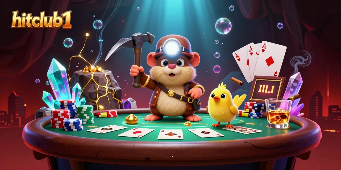 Experience the excitement of hitclubt1 with a treasure hunter mole and canary in a vibrant casino scene.