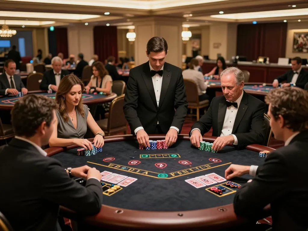 Exciting blackjack gameplay at 13win casino, showcasing players and vibrant atmosphere.