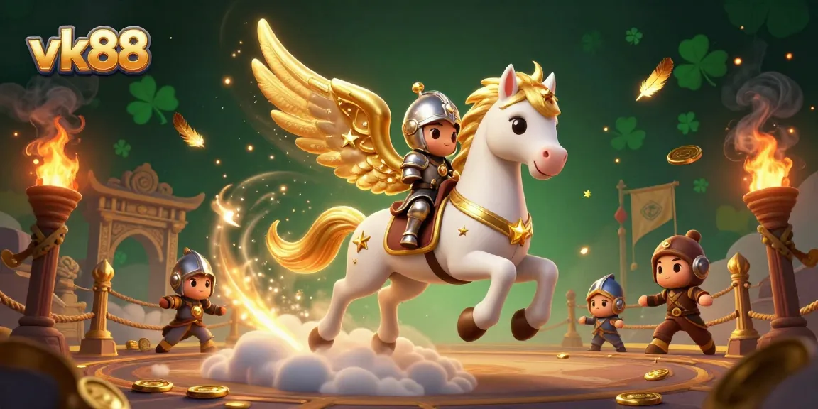 Engage in the thrilling world of vk88 with powerful knights and golden rewards in this dynamic digital casino illustration.