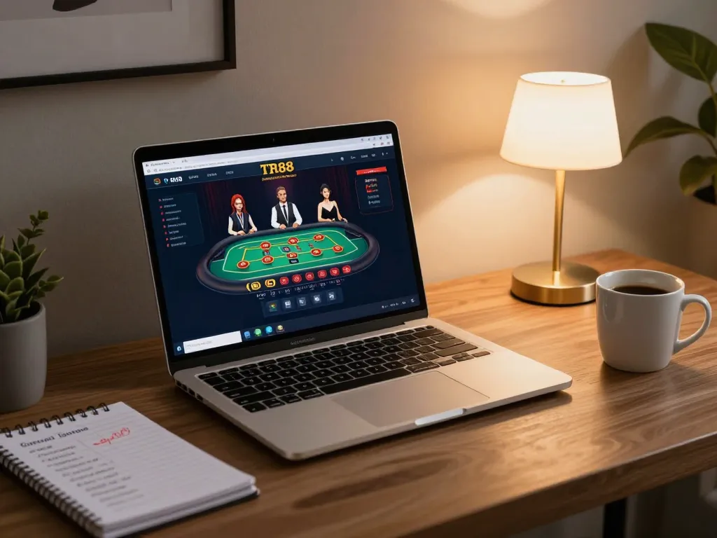 Engaging online gaming session on TR88 platform, showcasing a dynamic casino interface and strategic planning