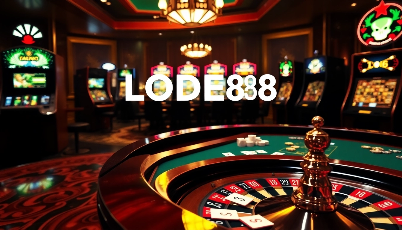 Experience the thrill of LODE88 with vibrant poker chips and an inviting casino atmosphere.