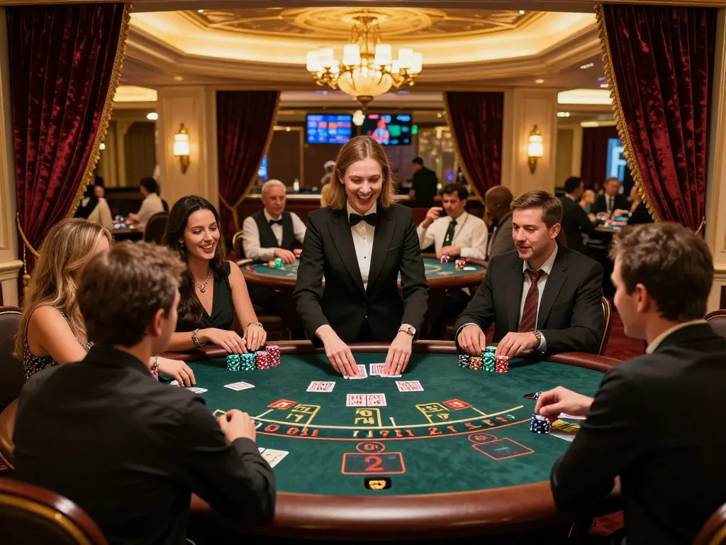 Players are strategizing in an exciting blackjack game at DA88's premium casino venue.