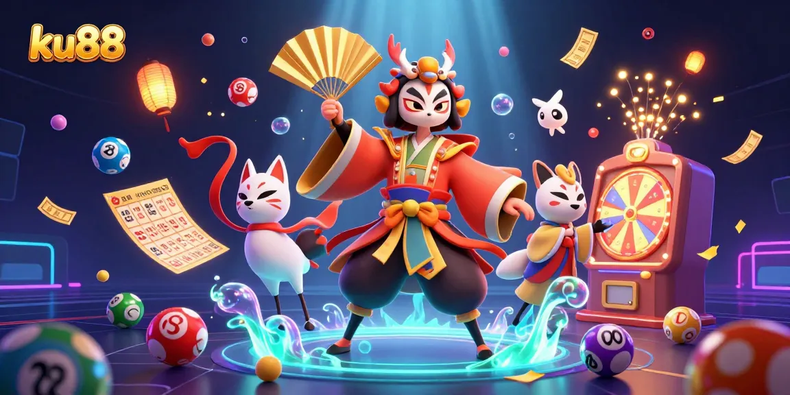 Engage with ku88's vibrant casino world featuring lottery balls and exciting game elements.