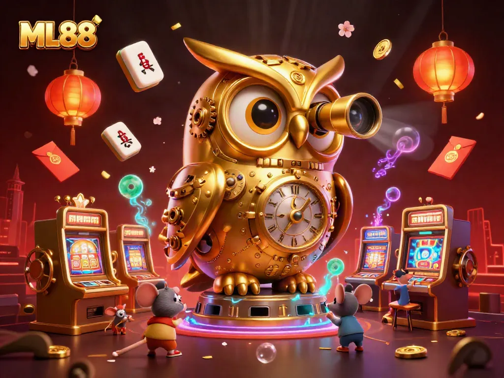 Experience ML88's vibrant casino atmosphere with a golden owl overseeing dynamic game action.