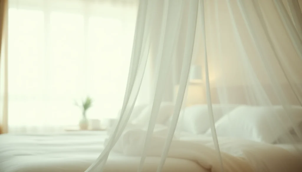 Effektivt myggenet i en hyggelig soveværelsesindretning, der giver beskyttelse mod insekter.