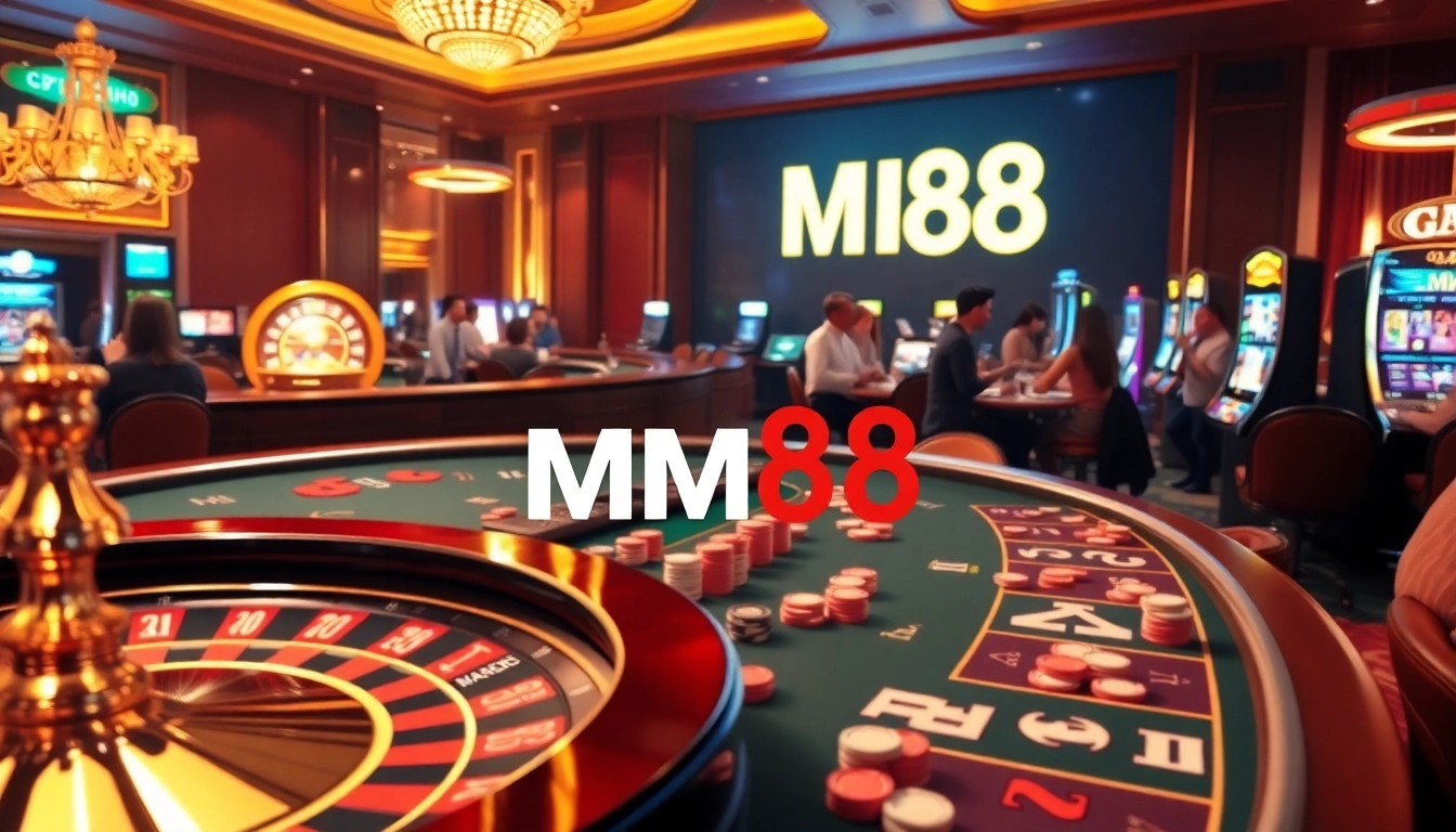 Experience the vibrant MM88 casino atmosphere with exciting poker, roulette, and slot games.