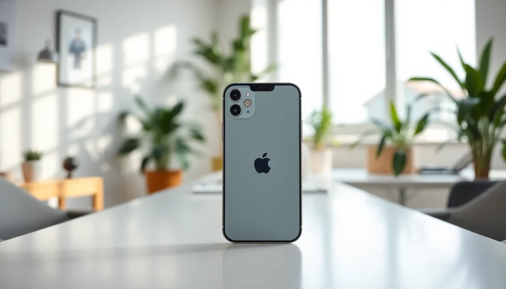 El iPhone 17 Air exhibido en una mesa moderna con una iluminación brillante.