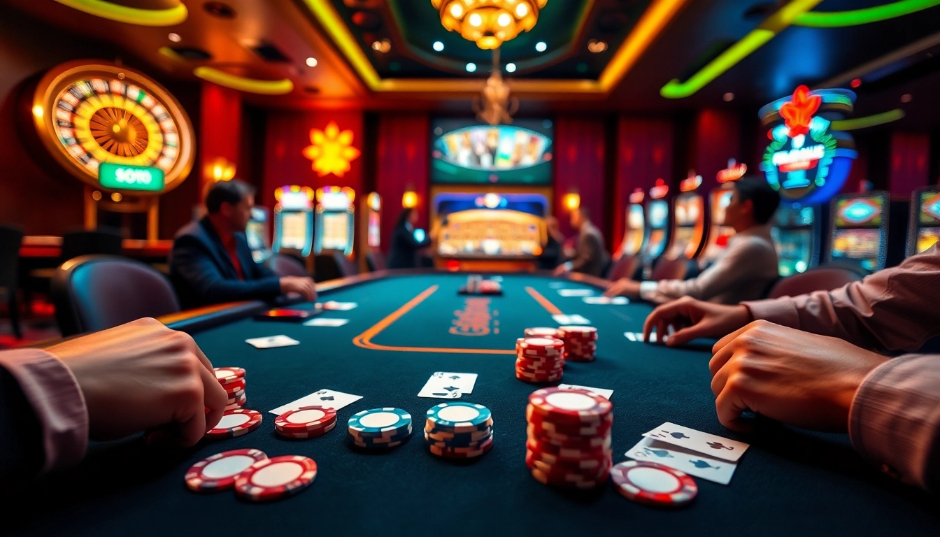 Experience the excitement of online gambling at https://tg88.name with a luxurious casino scene featuring poker chips and cards.