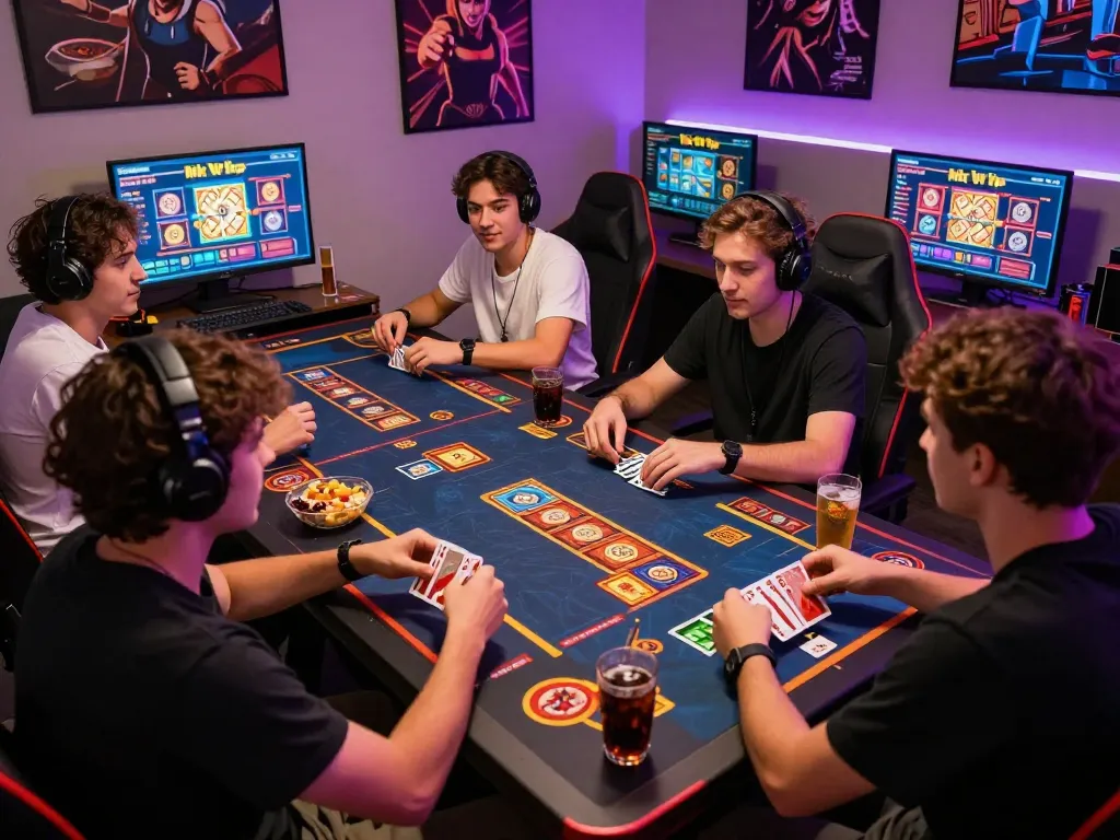 Players celebrating as they engage in rik vip games online with friends in a cozy gaming environment.