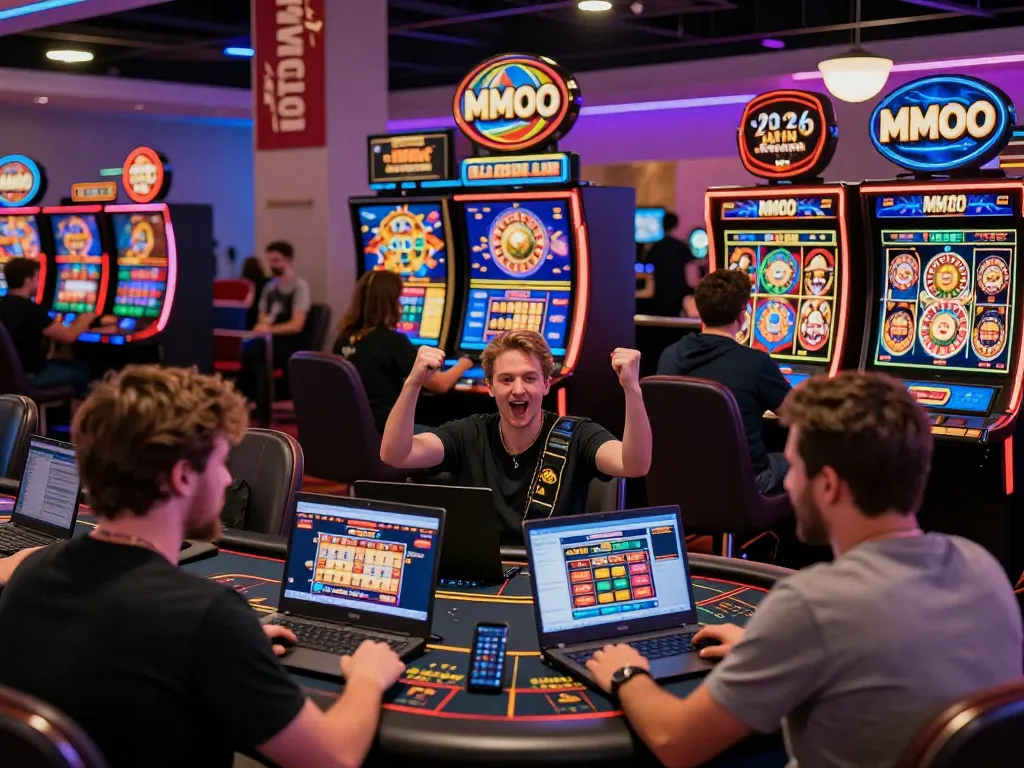 Engaging scene of players enjoying MMOO online gambling activities in 2026.