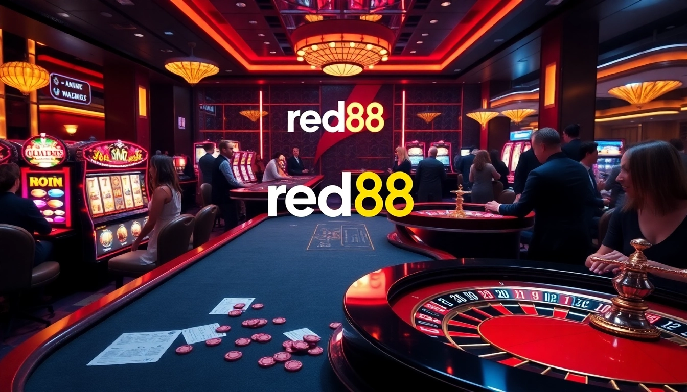 Experience the vibrant excitement of red88's luxury casino atmosphere.