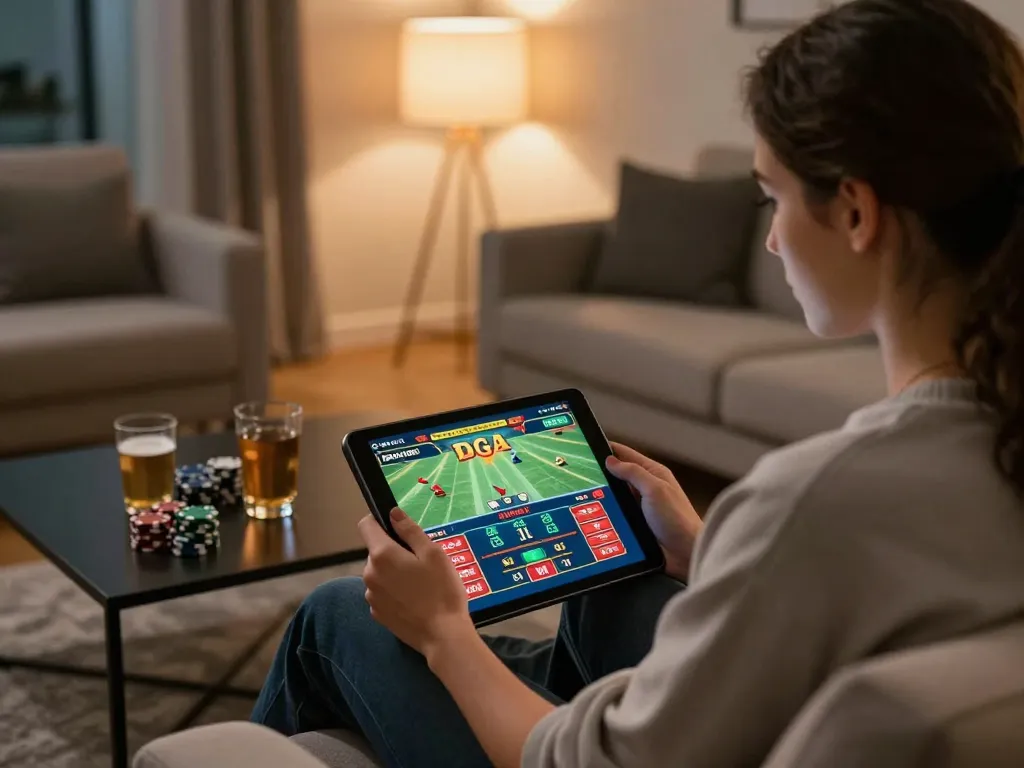 Daga live betting action on a tablet, showcasing an engaging online gambling experience.