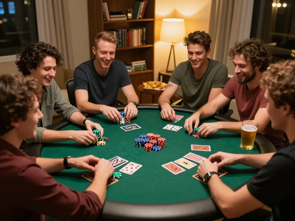 Join the exciting action at 88vv with friends during a lively home poker night.