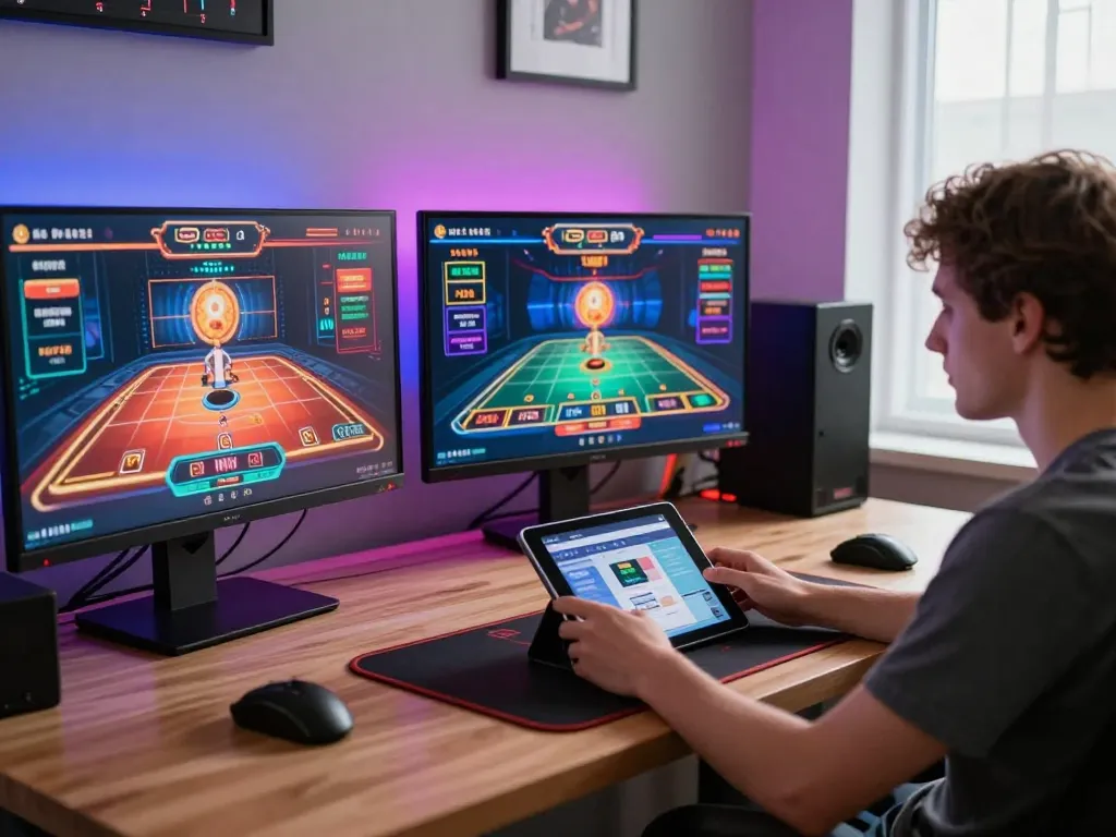 Hitclub user strategizing in a modern gaming setup, showcasing online casino gameplay.