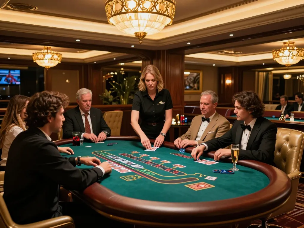 B52 club's VIP blackjack table with players in action, highlighting strategic gameplay.