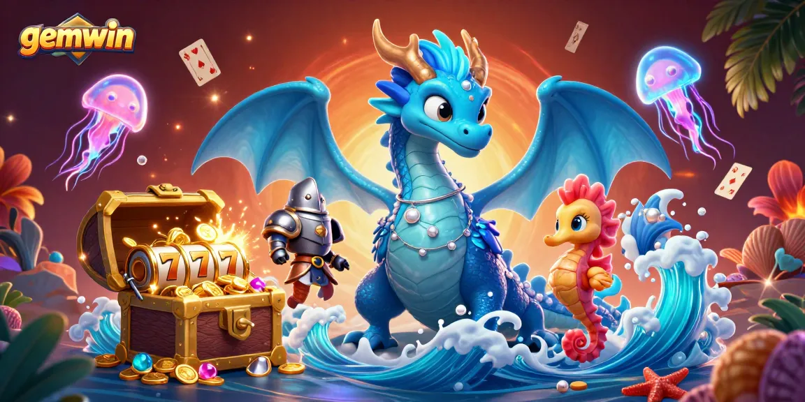 Enjoy thrilling slots at gemwin with an azure water dragon, seahorse knight, and sparkling treasures.