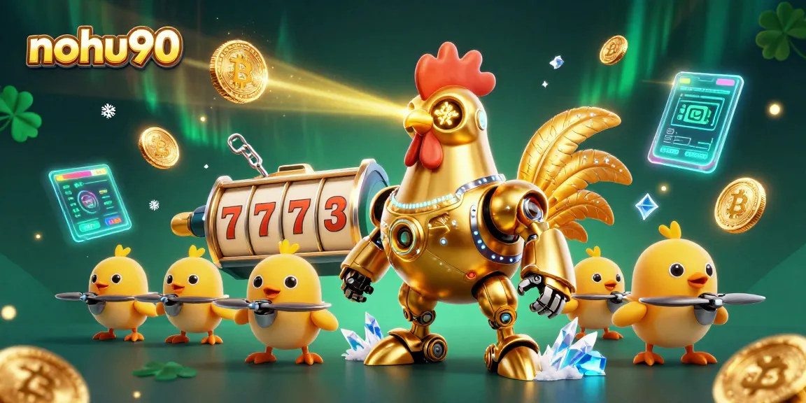 Experience exciting gameplay with nohu90 in a vibrant, futuristic casino scene filled with retro elements.