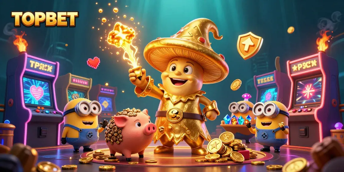 Engage in thrilling games of chance at TOPBET, where golden treasures await amidst vibrant casino elements.