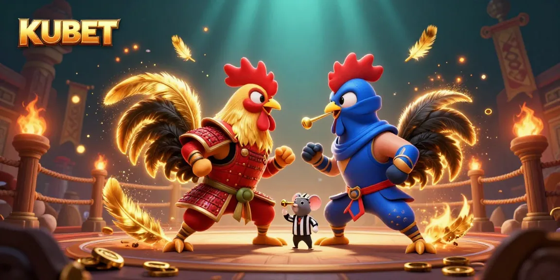 KUBET's dynamic fighting rooster showdown in an exhilarating casino atmosphere.