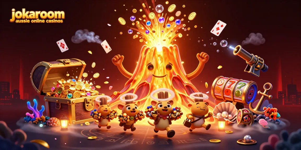 Win big at jokaroom aussie online casinos featuring triumphant volcano and treasures.
