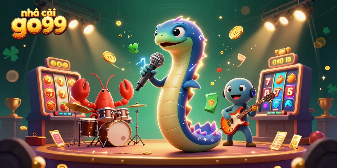 Experience excitement with nhà cái go99 through vibrant slots, golden trophies, and animated underwater characters.