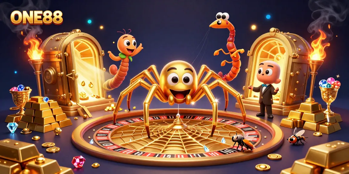 ONE88 players engaging in thrilling bets around a roulette wheel web, showcasing exciting gaming elements.