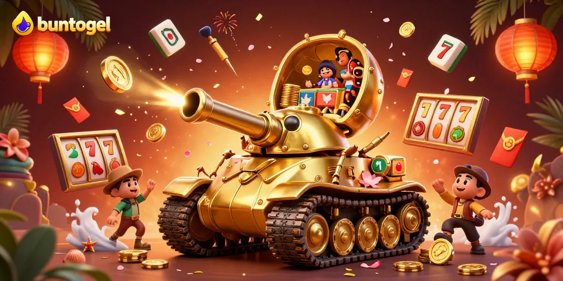 Engage with buntogel's vibrant slot experience through an interactive 3D casino illustration.