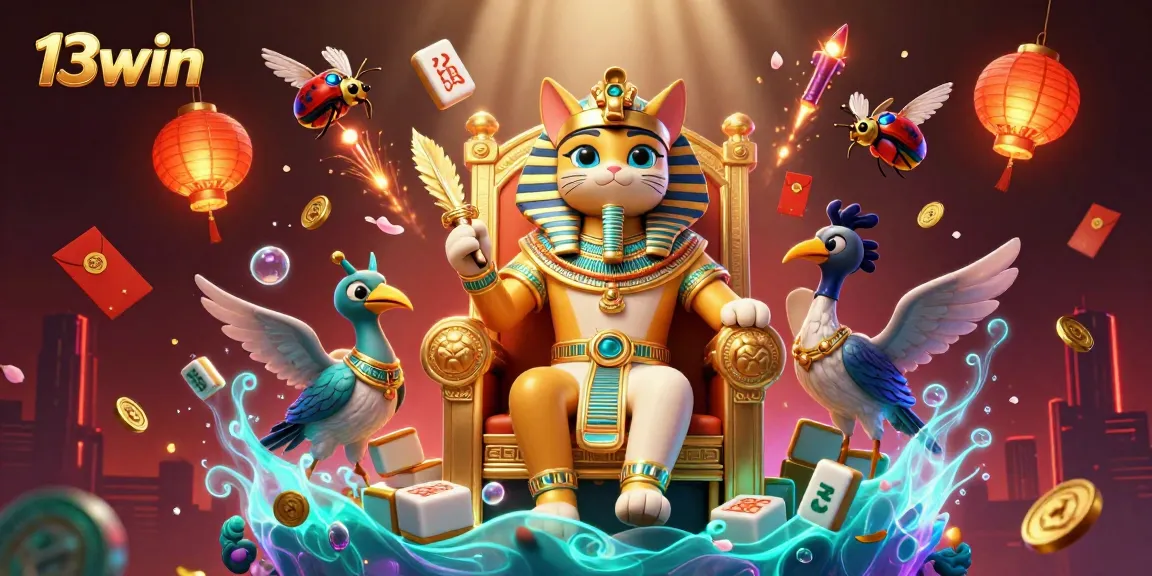Engage with 13win's vibrant casino scene featuring animated characters and dynamic game elements.