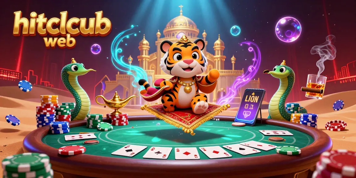 Play thrilling games at hitclcub web with a dazzling 3D illustration of a tiger sultan on a flying carpet.